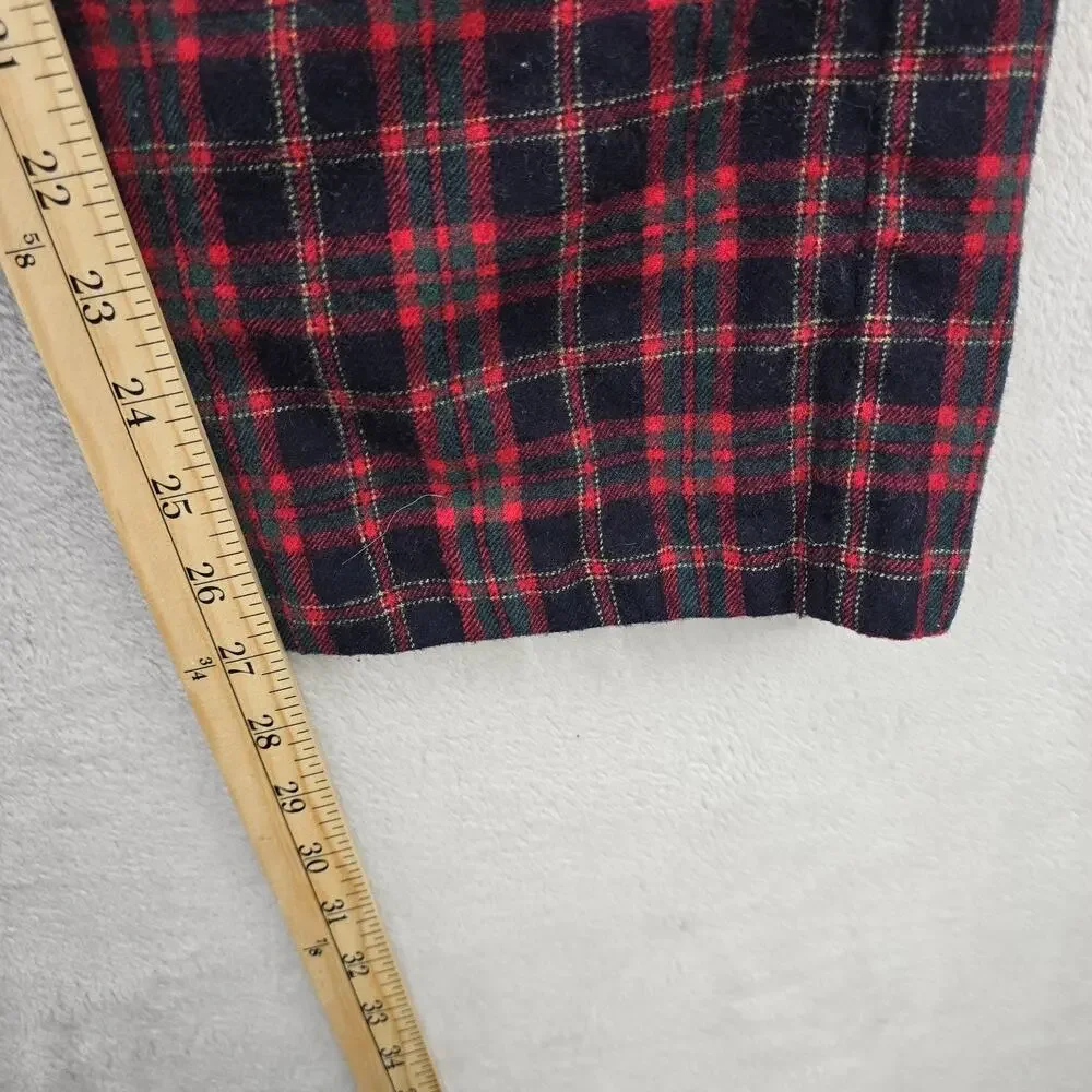 Vintage Scottish Tartan By Corbin Pants 34x27 Red Black Plaid Wool Trousers 70s